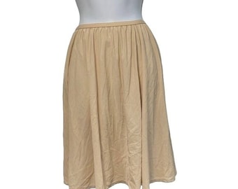 Vintage Dutchmaid Beige Half Slip M Short Lace Trim Antiaderente Nylon lungo 23 pollici