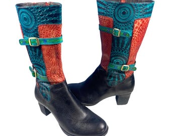 L'Artiste Spring Step Women's 9 EU40 Carpeverde Boots Black Red Multi New Rare