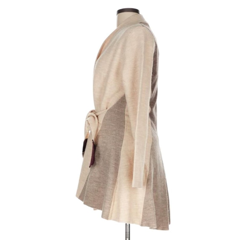 Anthropologie Rosie Neira Denissa wollen trui met strikband dames, XL beige afbeelding 7