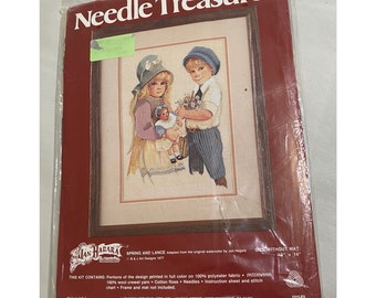 New Vintage Needle Treasures 00543 Spring and Lance Crewel Kit 10 x 14 completo