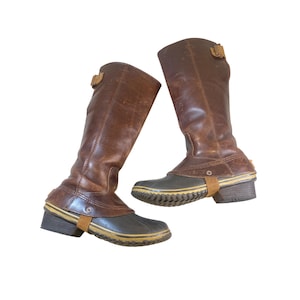 SOREL SLIMPACK W&#39;s 11 Tall Equestrian Riding Boot Brown Waterproof RARE Vintage