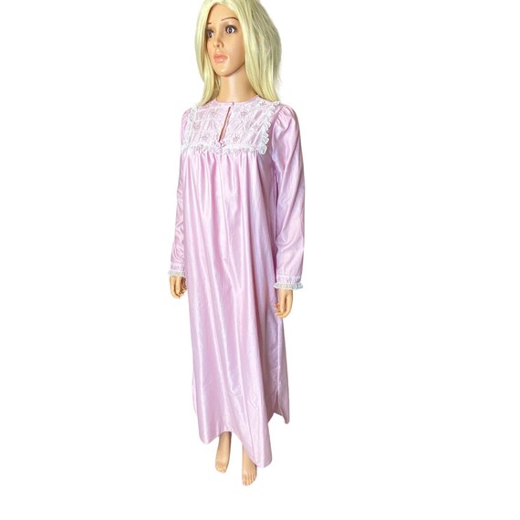 Vintage 70's Barbizon Nightgown Pink Embroidery L… - image 3