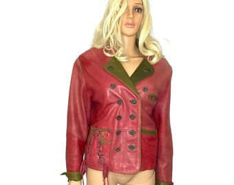 Vintage 90"s LS Sound Original Leather Jacket Rose Pink 41” Chest M/L Size 38