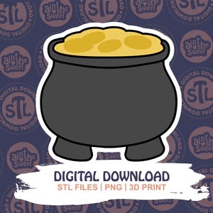 Kruka med guld kakform STL, St. Patrick's Day, Lucky Irish 3D-utskrift kakform digital fil - DIREKT NEDLADDNING