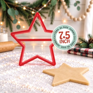 LARGE Star Cookie Cutter, JUMBO Christmas Cookie Cutter, Big Family Holiday Baking, GIANT Christmas Star Sugar Cookie - 8 Inch!