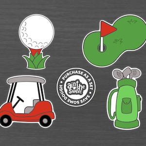 Golf Cookie Cutter Set, Golf Tee, Golf Cart, Golf Course, Golf Clubs (Fondant Cutter and Clay Cutter)