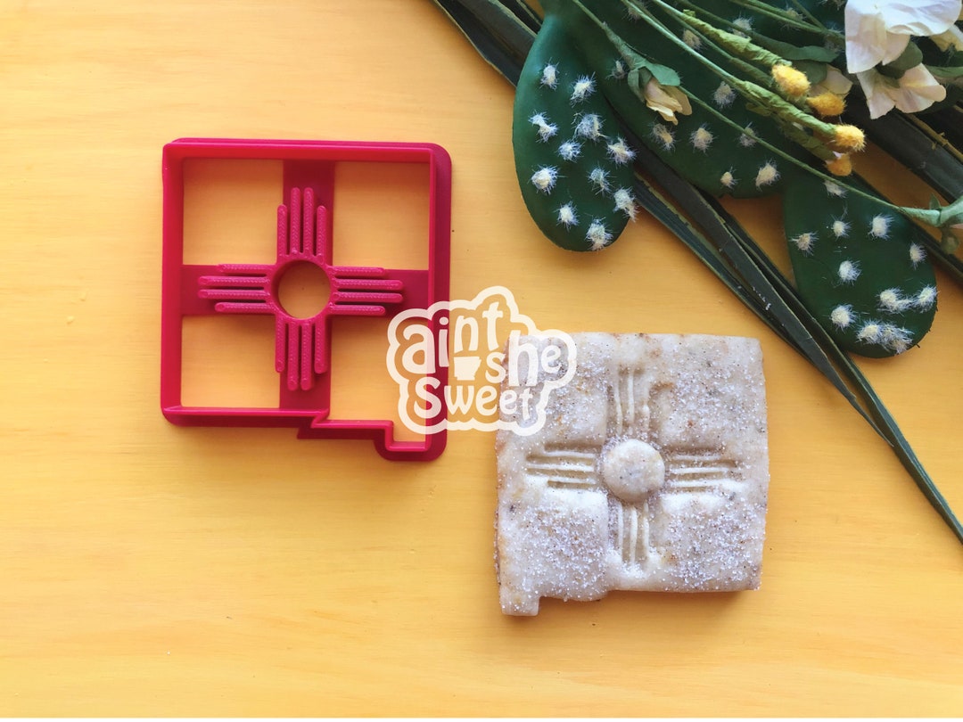 New Mexico Zia Cookie Cutter, Biscochito Cutter With Southwest Stamp