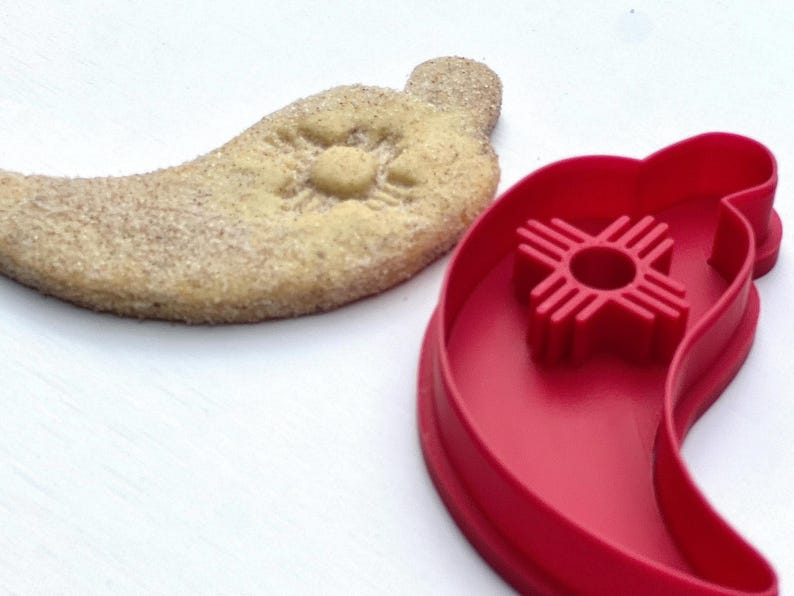 Biscochito Cookie Cutter and Stamp, Chili Pepper with Zia Symbol (TWO PIECE SET) image 6