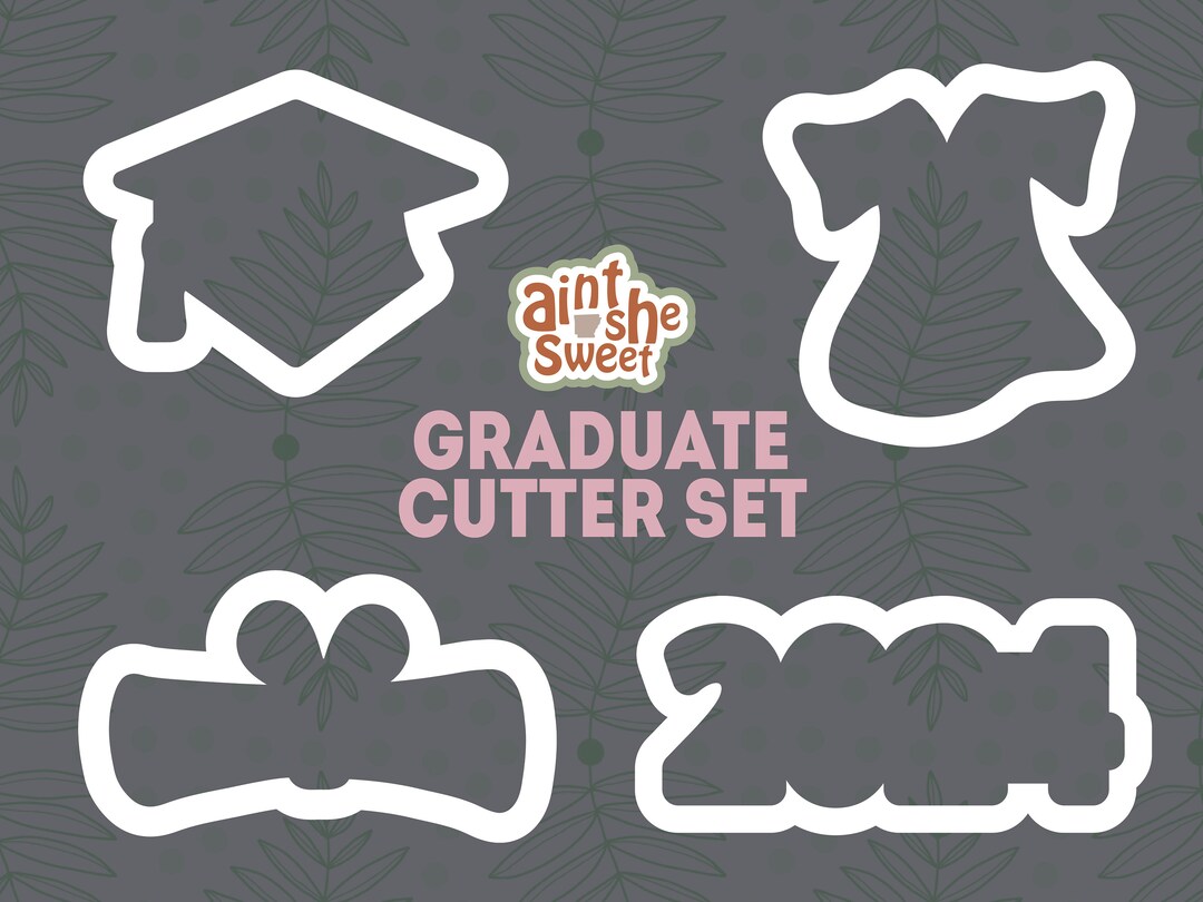 Graduation Cookie Cutter Set With Diploma, 2025, Cap & Gown cookie