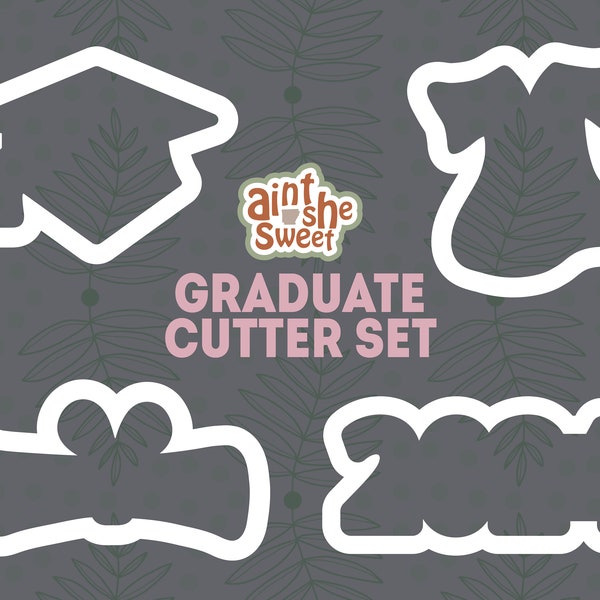 Graduation Cookie Cutter Set with Diploma, 2024, Cap & Gown (Cookie, Fondant, and Clay Cutter)