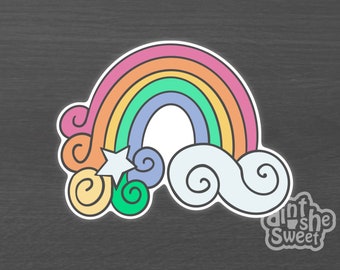 Rainbow Cookie Cutter for Girl Birthday Party, Cloud with Swirls (Cookie, Fondant, and Clay Cutter)