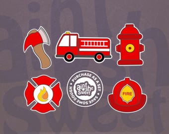 Firefighter Cookie Cutter Set, Fire Truck, Fire Hat, Axe, Hydrant, Badge, Fireman Birthday Party Theme - FAST SHIPPING!