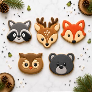 Woodland Animal Cookie Cutter SET, Deer, Fox, Raccoon, Bear, and Owl - FAST SHIPPING!