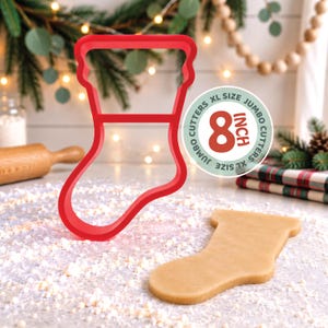 LARGE Stocking Cookie Cutter, JUMBO Christmas Cookie Cutter, Big Family Holiday Baking, GIANT Santa's Stocking - 8 Inch!