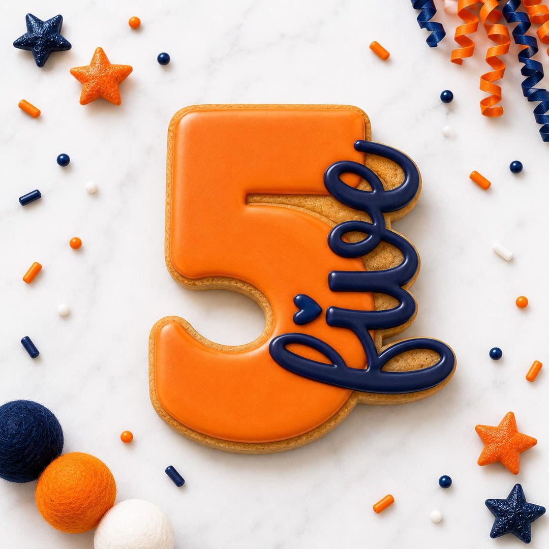 Five Cookie Cutter, Fifth Birthday, Number 5, FIVE Script Cookie Cutter ...