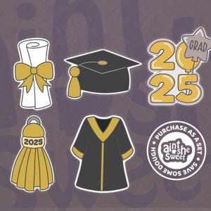 Graduation Cookie Cutter Set | 2025 Balloon, Graduation Cap, Gown, Diploma | Congrats 2025 Graduate | FAST SHIPPING!