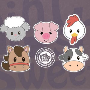 Barnyard Animal Cookie Cutter SET, Horse, Cow, Chicken, Sheep, and Pig (Cookie, Clay, and Fondant Cutter)