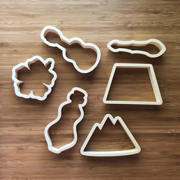 Dulcimer Cookie Cutter, Hammered Dulcimer, Ukulele with Hibiscus Cookie Cutter and Fondant Cutter and Clay Cutter