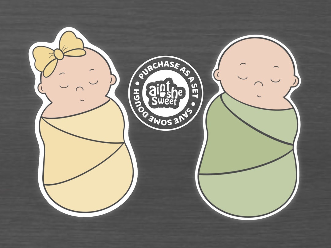 Swaddled Baby Cookie Cutter, Baby Shower or Gender Reveal cookie