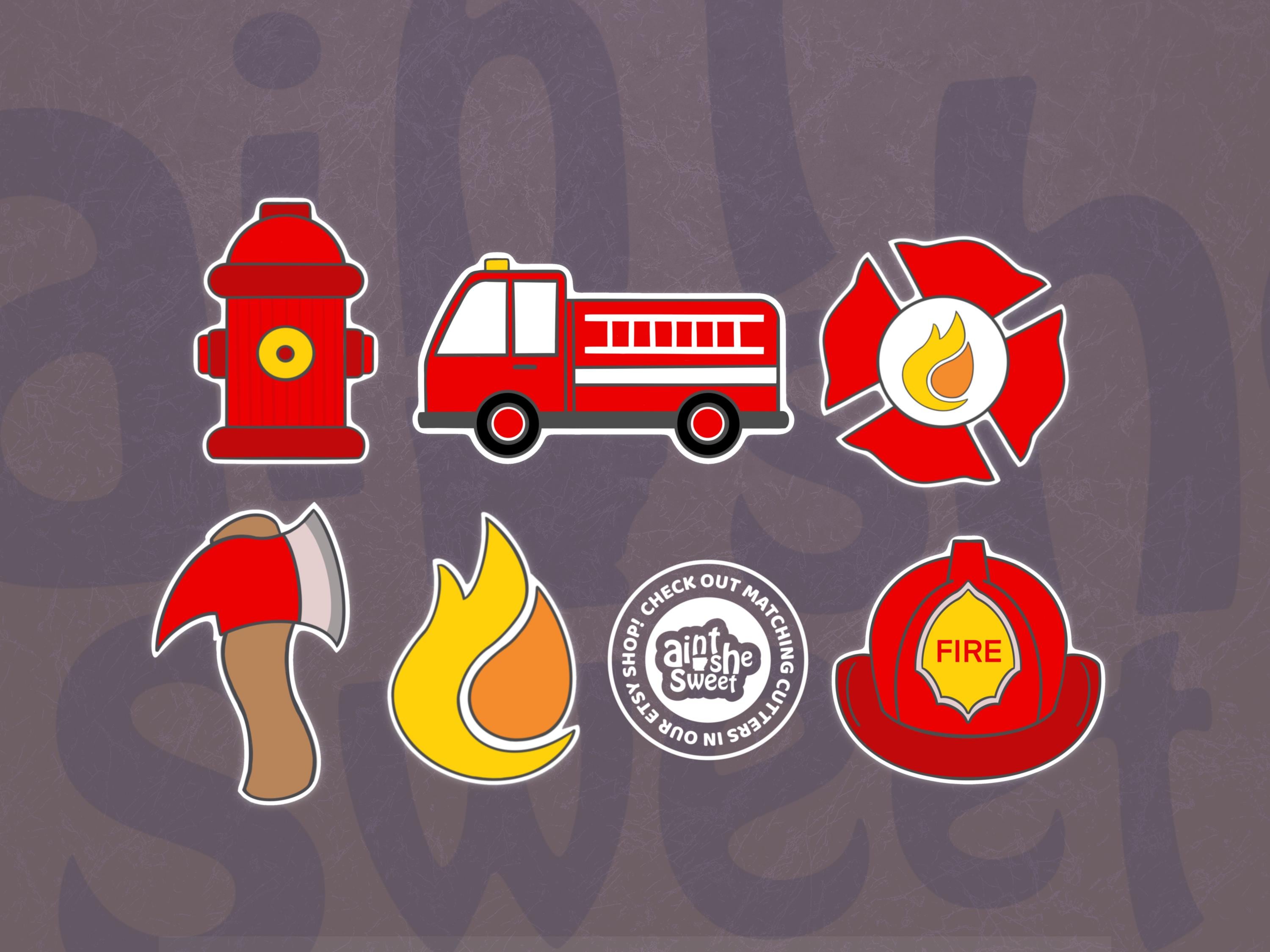 Firefighter Cookie Cutter SET | Fire Truck, Flame, Axe, Hydrant, Helmet, Fire Dept Emblem | Rescue Theme Party | FAST SHIPPING!