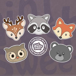 Woodland Animal Cookie Cutter SET, Deer, Fox, Raccoon, Bear, and Owl (Cookie, Clay, and Fondant Cutter)