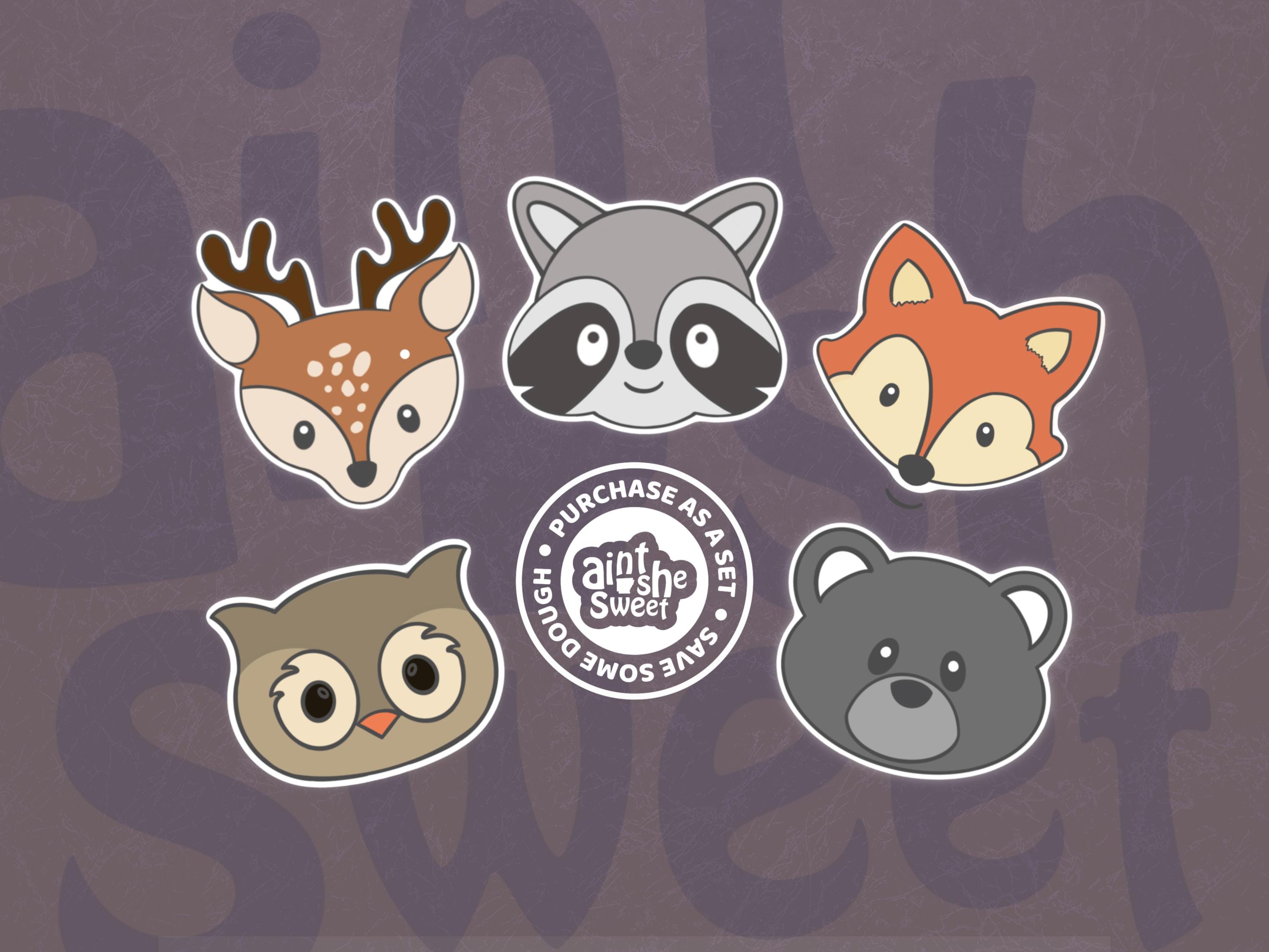 Woodland Animal Cookie Cutter SET, Deer, Fox, Raccoon, Bear, and Owl (Cookie, Clay, and Fondant Cutter)