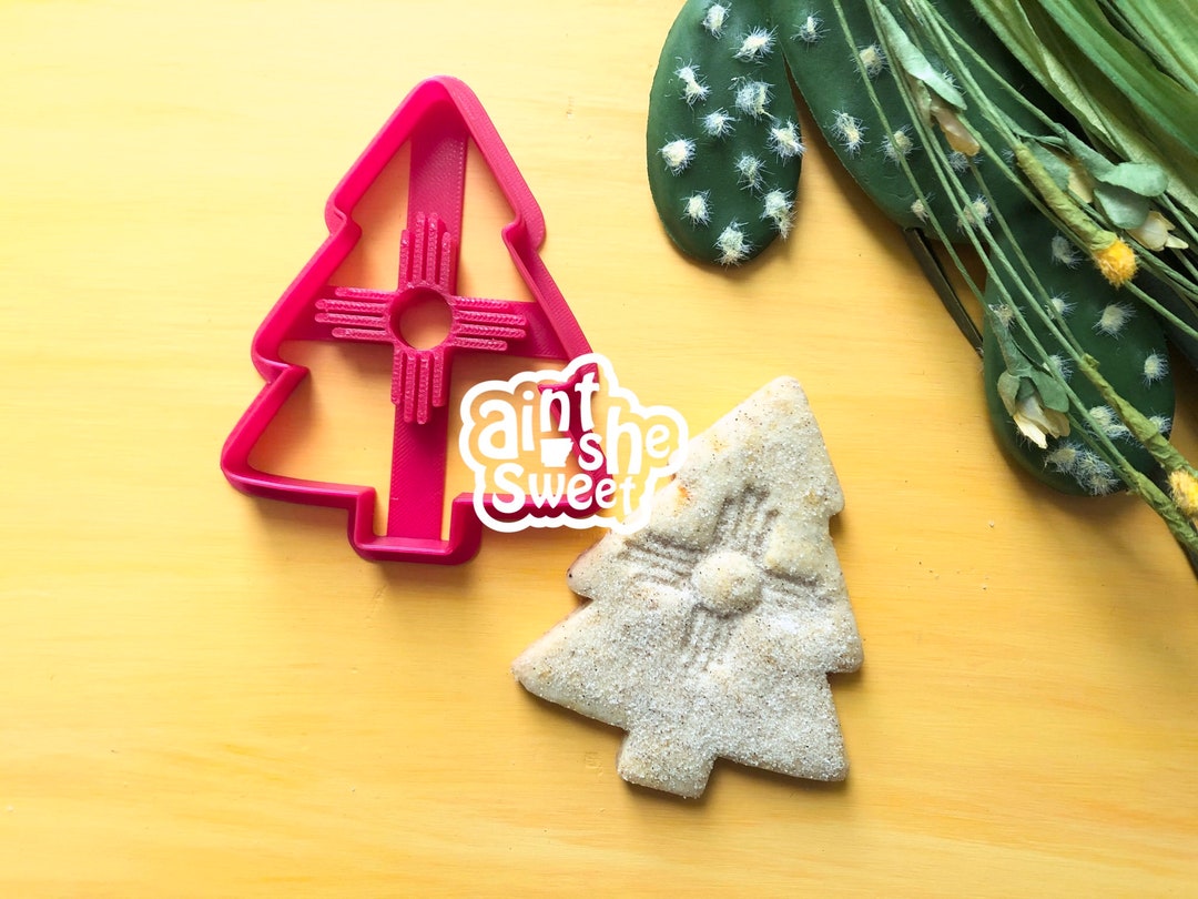 Christmas Tree Zia Cookie Cutter, Biscochito Cutter With Southwest