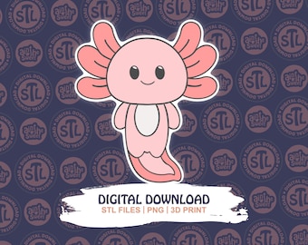 Cortador de galletas de ajolote STL, lindo animal de salamandra kawaii, archivo digital para impresión 3D - DESCARGA INSTANTÁNEA