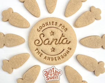 Personalized Christmas Cookie Cutter and Stamp, Cookies for Santa, Custom Family Name, Christmas Eve Tradition