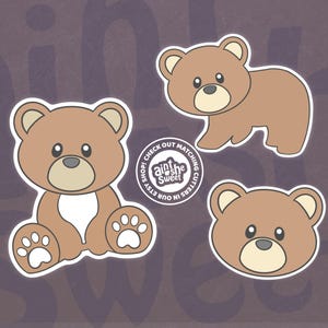 Bear Cookie Cutter, Teddy Bear Head, Sitting Bear, or Bear Body (Cookie, Fondant, and Clay Cutter)