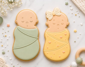 Swaddled Baby Cookie Cutter Set, Baby Shower Favor, Swaddled Baby Girl and Boy, Wrapped Newborn, Baby Sprinkle Theme – FAST SHIPPING!