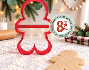 Cortador de galletas GRANDE con forma de hombre de jengibre, cortador de galletas navideño JUMBO, ideal para hornear en familia durante las fiestas, ¡hombre de jengibre GIGANTE de 8 pulgadas!