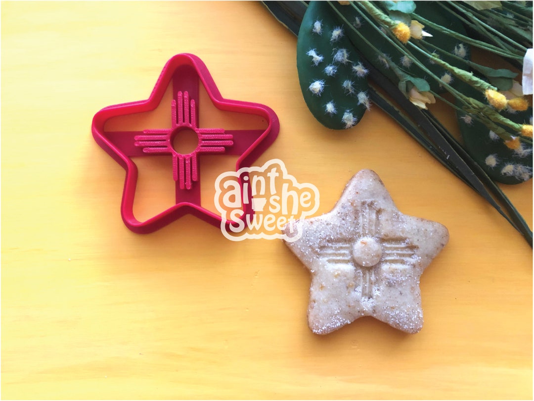 Star Zia Cookie Cutter, Biscochito Cutter With Southwest Stamp cookie