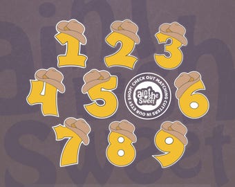 Cowboy Number Cookie Cutter Set, Western Birthday, Numbers 1-9, Cowboy Hat Cookie Cutter, Western Theme - FAST SHIPPING!
