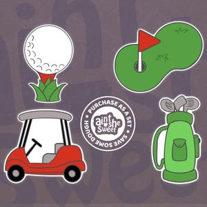 Golf Cookie Cutter Set | Golf Ball, Golf Cart, Putting Green, Golf Clubs | Father's Day Golf Party | Fondant, Clay Cutter | FAST SHIPPING!