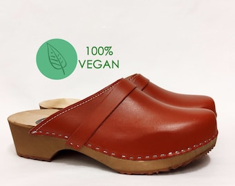 Vegan Swedish Clogs  BONDA Handmade clogs, Vegan leather, Honey Vegan Clogs, cinammon Clogs for women, Clogs Shoes, Low Heel, Mules, Sweden