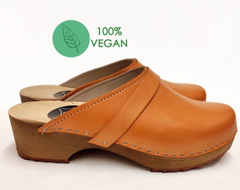 Vegan Swedish Clogs  BONDA Handmade clogs, Vegan leather, Honey Vegan Clogs, cinammon Clogs for women, Clogs Shoes, Low Heel, Mules, Sweden