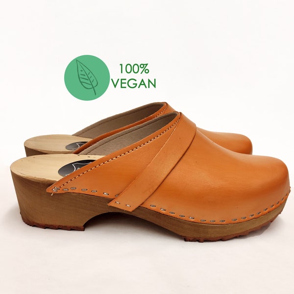 Vegan Swedish Clogs  BONDA Handmade clogs, Vegan leather, Honey Vegan Clogs, cinammon Clogs for women, Clogs Shoes, Low Heel, Mules, Sweden