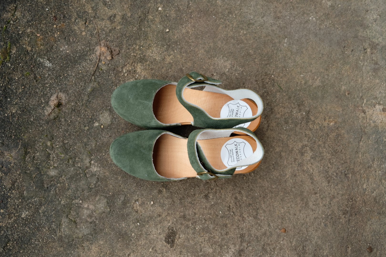 Swedish Clogs ESTELLE Suede GREEN Sandals Moccasins Wooden - Etsy UK