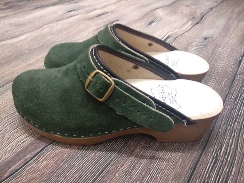 Sandals Moccasins Wooden Women clogs Leather Clog Womens clogs Boots Womens Wood brown BONDA green Swedish Clogs