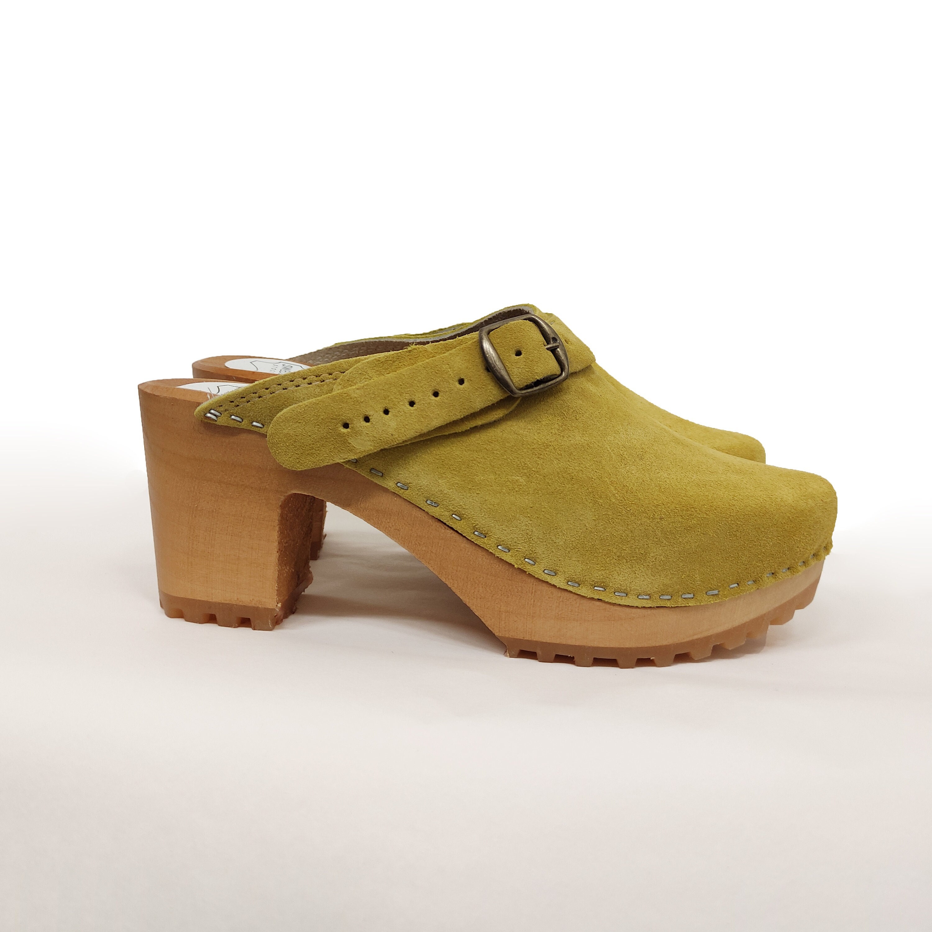 Swedish Clogs LOTTA YELLOW Sandals Moccasins Wooden Women Clogs