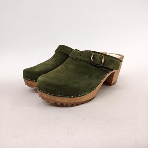 Svenska Träskor - LOTTA röd - Sandaler Mockasiner Trä Damträskor Läderträskor Damträskor Stövlar Dam Trä nubuck mocka högklackade skor blå GREEN