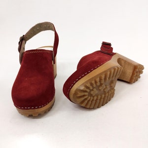 Svenska Träskor - LOTTA röd - Sandaler Mockasiner Trä Damträskor Läderträskor Damträskor Stövlar Dam Trä nubuck mocka högklackade skor blå bild 2