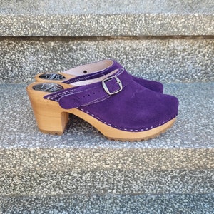 Swedish Clogs LOTTA PURPLE Sandals Moccasins Wooden Women