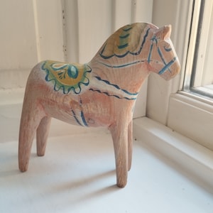 100year Dala horse SUPER RARE Vintage DalaHorse - Dalarna antique Wood horse Swedish Design Handmade Hand painted very old 1920s