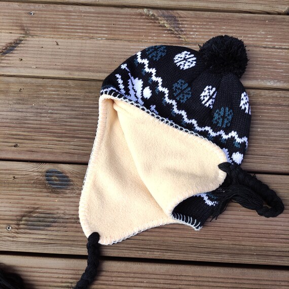 SWEDISH SKIING HAT Double Lining, Ear Flaps Hat, Chullo Beanie