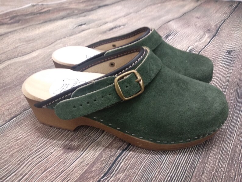 Sandals Moccasins Wooden Women clogs Leather Clog Womens clogs Boots Womens Wood brown BONDA green Swedish Clogs