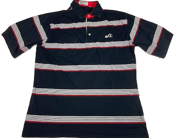 Aureus Vintage Polo Shirt Large Striped 80s Golf Country Club Colorblock