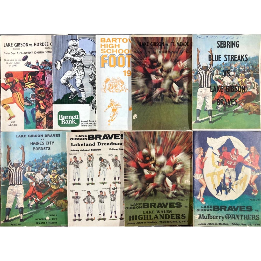 Lake Gibson Braves 1979 High School Football Program Lot of 9 Lakeland