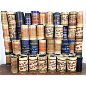 Lot of 72 Antique EDISON Blue AMBEROL Phonograph CYLINDER Records Amberola